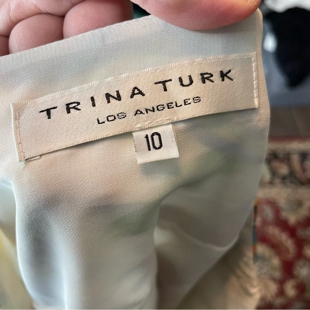 Trina Turk Tiered Skirt Floral Print Silver Pinstripes Size 10 multi color‎